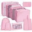 Набор дорожных сумок (органайзеров) для путешествий, цвет розовый (9 сумок)